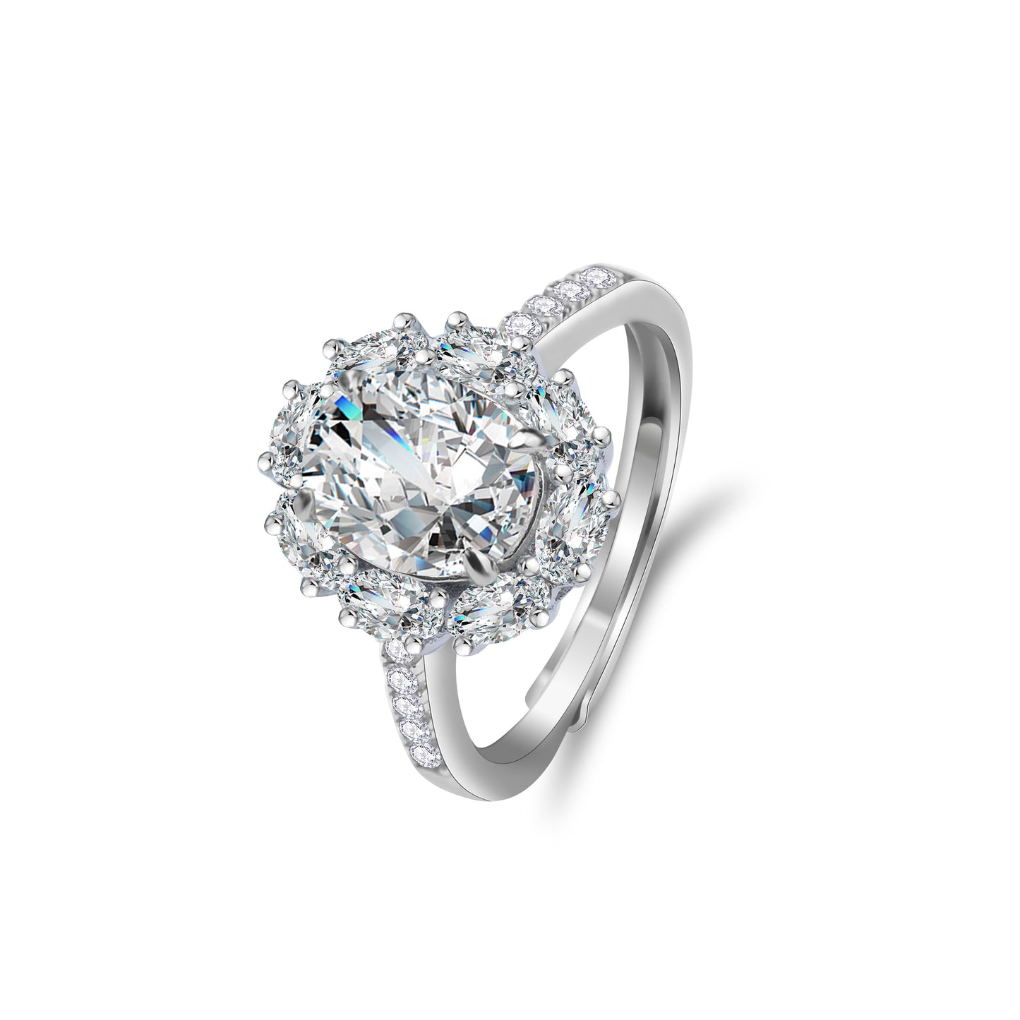 Oval Cluster 2Carat Halo Moissanite Ring