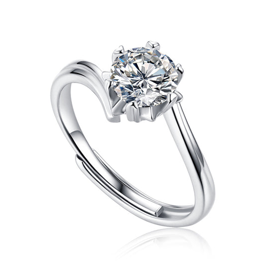 Swirl Bypass Solitaire 1Carat Moissanite Ring