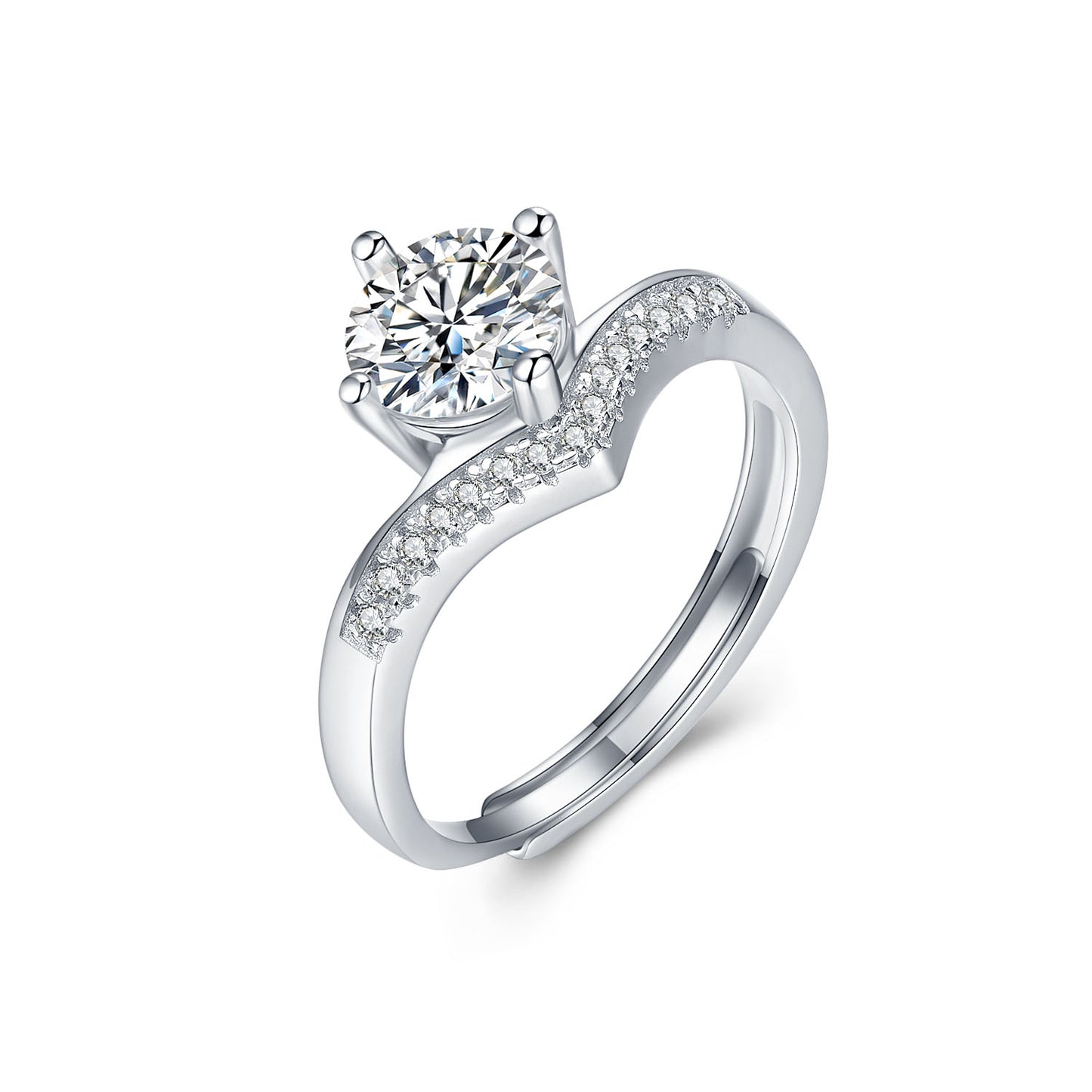 V-cut Princess 1Carat Moissanite Ring