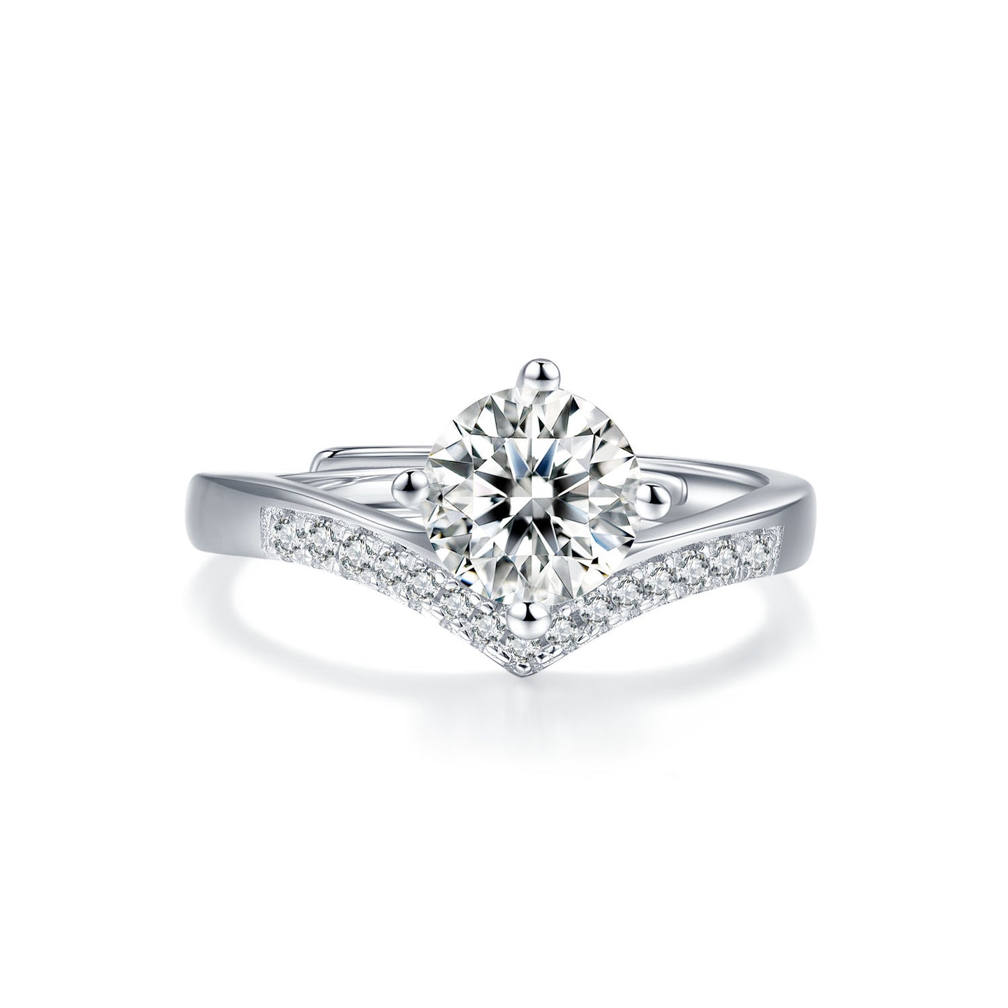 V-cut Princess 1Carat Moissanite Ring