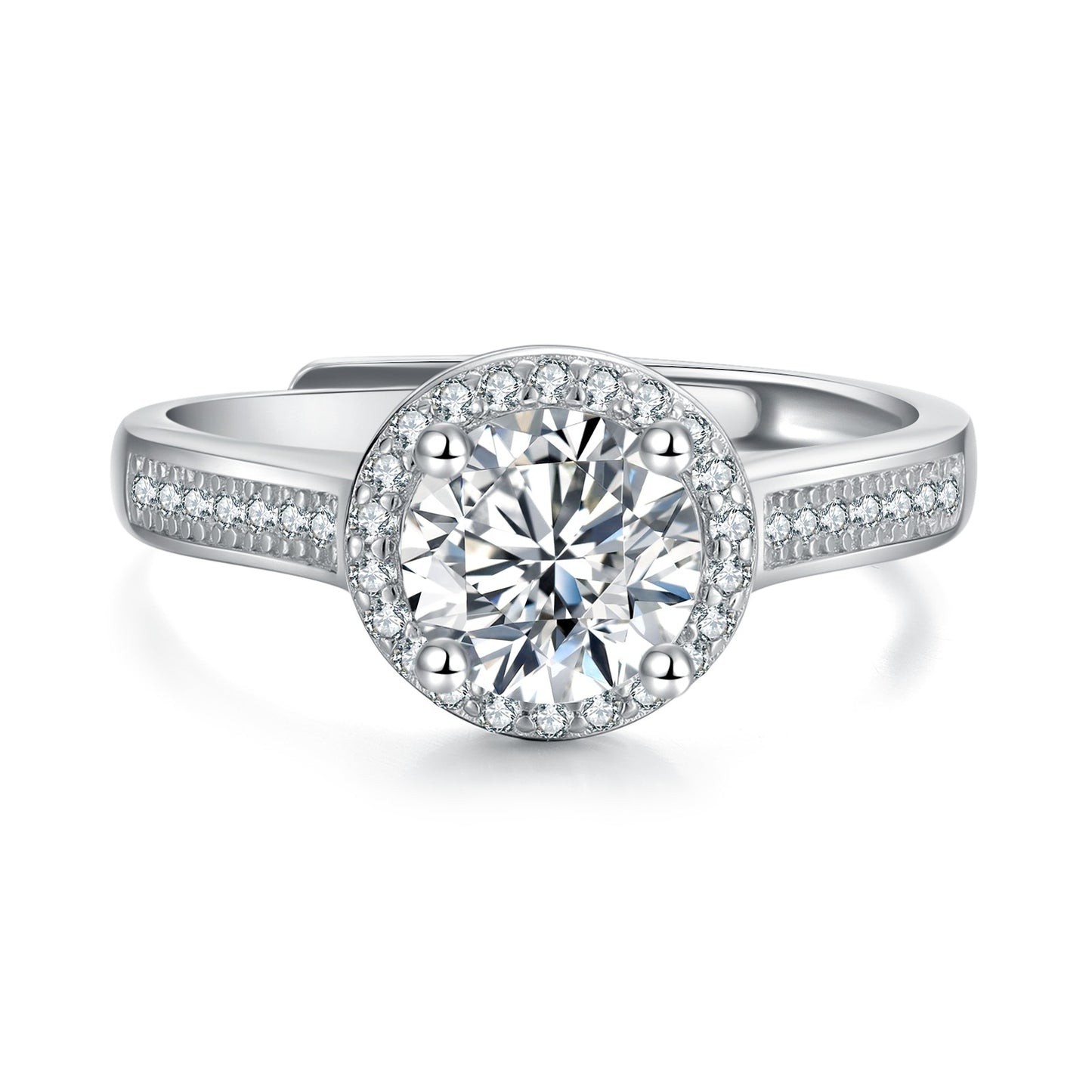 Pavé Halo 1ct Moissanite Ring