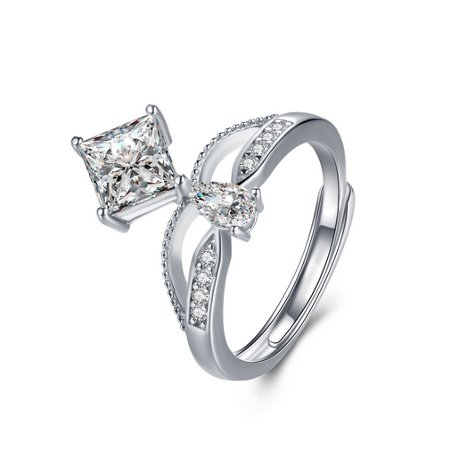 Crown Design Princess Cut 1Carat Moissanite Ring