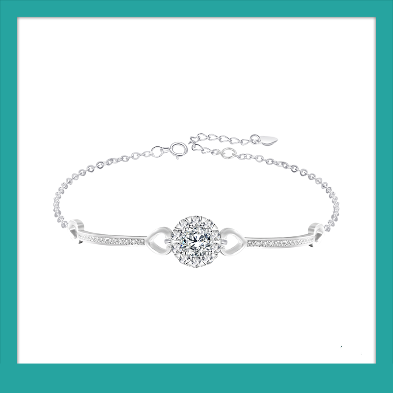 [LeBijouLab] Floral Halo Round 1ct Moissanite Diamond Bracelet