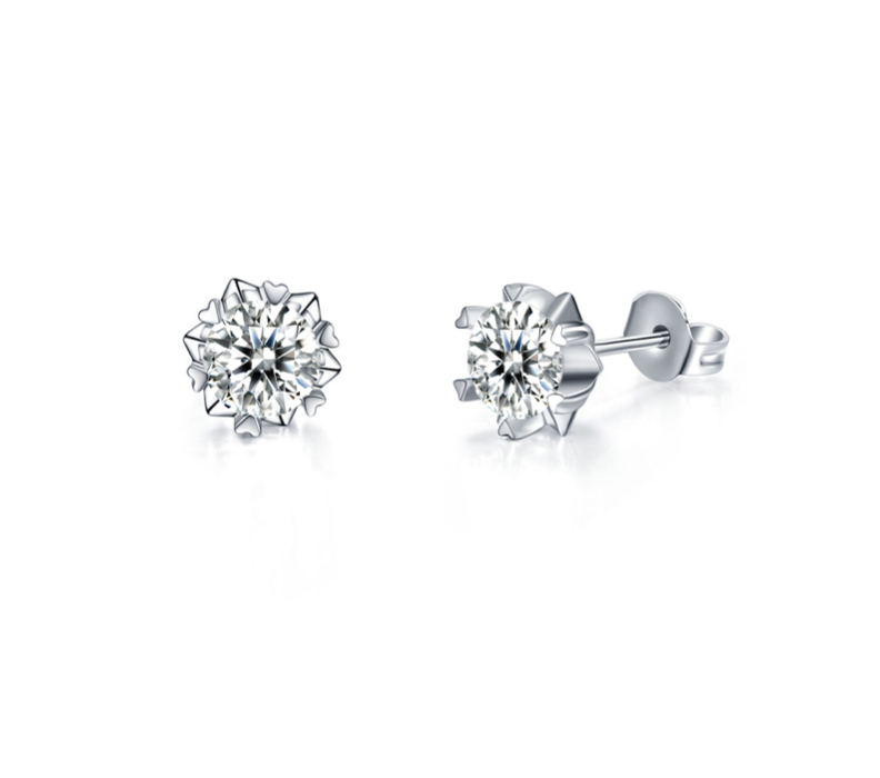 Snow Flake 0.1ct*2 Moissanite Stud Earrings