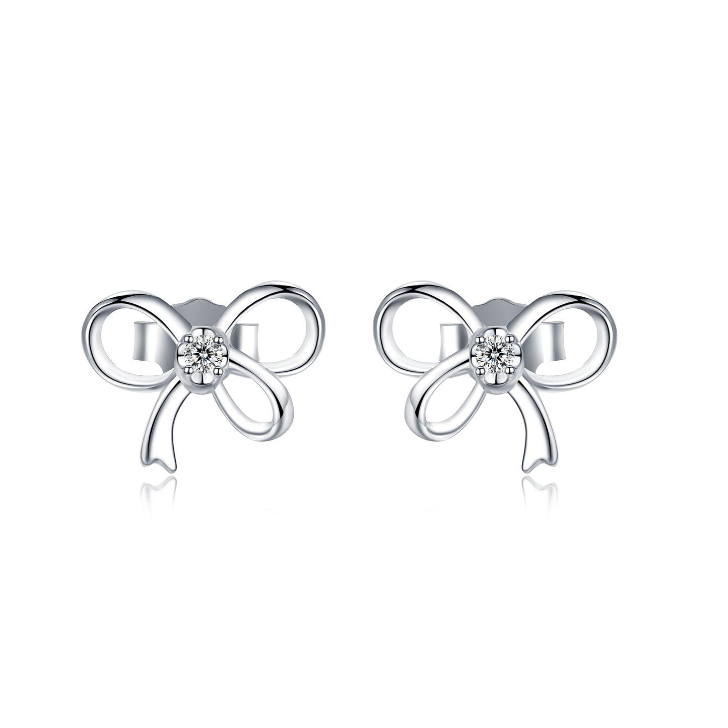 [D&J] Mini Bow 0.15ct *2 Moissanite Stud Earrings