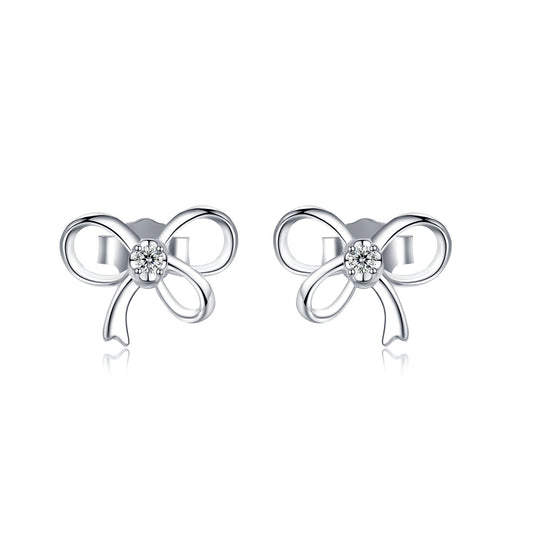 [D&J] Mini Bow 0.15ct *2 Moissanite Stud Earrings