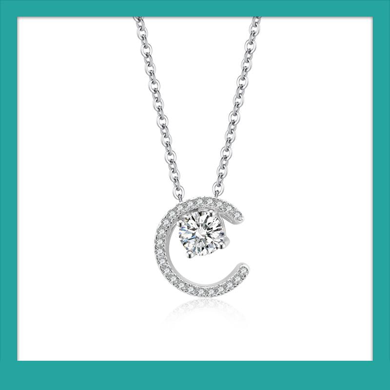 Luna Dancing Heart 0.5ct Moissanite Diamond Silver Necklace